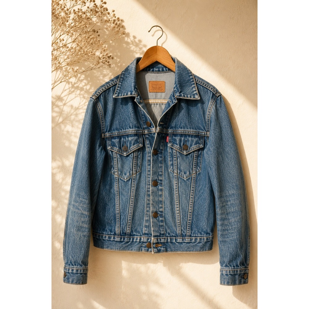 Vintage Levi's Trucker Denim Jacket Faded Grunge Distressed‎ Americana M/L